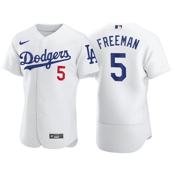 Men's Los Angeles Dodgers #5 Freddie Freeman White Flex Base Stitched Jersey Men's Los Angeles Dodgers #5 Freddie Freeman White Flex Base Stitched Jersey